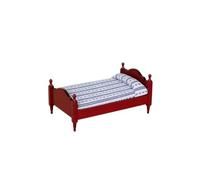 Display Decor Doll House Bed Wooden 1: 12 Small-Scale, Mahoganys | Red Brown Accent Suited to Scene Photography, Collector Corner