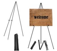 Display Easel Stand for Wedding Sign & Poster, 160cm/63'' Portable Artist Easel Display Metal Balck Easel Folding Tripod Easel for Floor, Retractable Adjustable Display Painting Easel, Easy to Fold