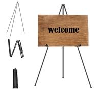 Display Easel Stand with Non-Slip Feet, Carry Bag, Easy to Carry Portable Tripod & Canvas Stand Art Easels, Folding Floor Standing Easel Stand for Wedding Sign, Poster, Painting, Welcome Sign, Black