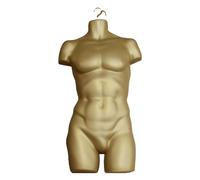 Display Guru Adult Male Full Size Hanging Body Form Display Mannequin Body Form Mannequin Display Form Ideal for Shop Display, Market Traders (Gold)