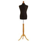 Display Guru Dressmaking Mannequin, Male, 74cm Height, Chest 101cm, Lightwood Tripod Stand With Cover (Black)