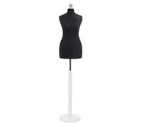 Display Guru Female Dressmaking Tailors Dummy Mannequin Bust Size 10/12 On White Wood Round Base With Black Cover