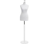 Display Guru Female Dressmaking Tailors Dummy Mannequin Bust Size 10/12 On White Wood Round Base With White Cover