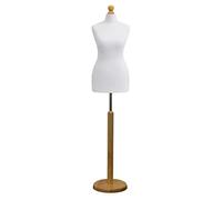 Display Guru Female Dressmaking Tailors Dummy Mannequin Bust Size 12/14 On Light Wood Round Base With White Cover