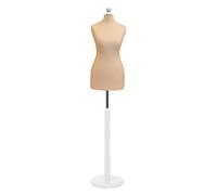 Display Guru Female Dressmaking Tailors Dummy Mannequin Bust Size 18/20 On White Wood Round Base With Cream Cover