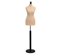 Display Guru Female Dressmaking Tailors Dummy Mannequin Bust Size 6/8 On Black Wood Round Base With Cream Cover