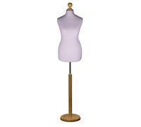 Display Guru Female Dressmaking Tailors Dummy Mannequin Bust Size 8/10 On Light Wood Round Base With Silver Cover