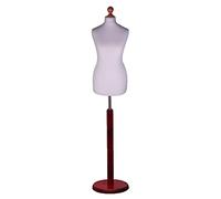 Display Guru Female Dressmaking Tailors Dummy Mannequin Bust Size 8/10 On Red Wood Round Base With Silver Cover