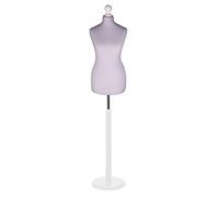 Display Guru Female Dressmaking Tailors Dummy Mannequin Bust Size 8/10 On White Wood Round Base With Silver Cover