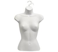 Display Guru Female Hanging Mannequin Half Body Form 3/4 (3 Quarter) Bust Shop Display (White)