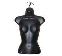Display Guru Female Hanging Mannequin Half Body Form 3 Quarter Bust Shop Display (Black)