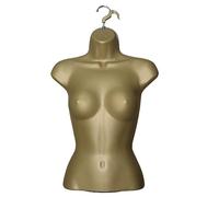 Display Guru Female Hanging Mannequin Half Body Form 3 Quarter Bust Shop Display (Gold)