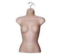Display Guru Female Hanging Mannequin Half Body Form 3 Quarter Shop Bust Display (Tanned)