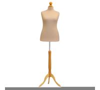 Display Guru Female Tailors Dummy Mannequin Ideal for Dressmakers, Fashion Students, Shop Display Cream Bust with A Light Wood Tripod Stand (Uk Size 16/18)