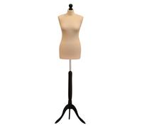Display Guru Female Tailors Dummy Mannequin Ideal for Dressmakers, Fashion Students, Shop Display Cream Bust With A Black Wood Tripod Stand (Uk Size 10/12)