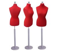 Display Guru Female Tailors Dummy Mannequin, Ideal for Dressmakers, Fashion Students, Shop Display, Red Torso Bust With Silver Wood Round Base (UK Size 6-8)