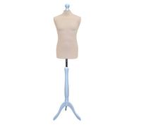 Display Guru Male Cream Tailors Dummy Mannequin With Silver Wood Tripod