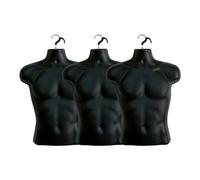 Display Guru Male Hanging Mannequin Half Body Form 3 Quarter Shop Bust Display (Black x3)