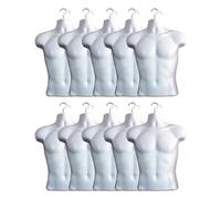 Display Guru Male Hanging Mannequin Half Body Form 3 Quarter Shop Bust Display (White x10)