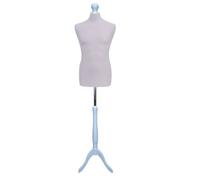 Display Guru Male Silver Tailors Dummy Mannequin With Silver Wood Tripod