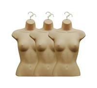 Display Guru Multipack Female Hanging Mannequin Hollow Back Half Body Form 3/4 (3 Quarter) Bust Shop Display (Tanned x 3)