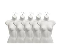 Display Guru Multipack Female Hanging Mannequin Hollow Back Half Body Form 3/4 (3 Quarter) Bust Shop Display (White x 5)