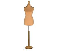 Display Guru Tailor Dummy torso Female UK Size 14/16 Light Wood ROUND BASE Gold