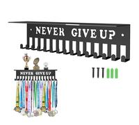 Display Organizer: Trophy & Hanger, Race Awards Wall Hanger | Never Give Up Wall Mounted Ribbon Display, Award Wall Mount