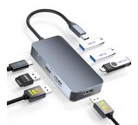 Display port Splitter for Dual Monitors, Dual Display Port USB C Docking Station for Dell/HP/Mac Laptop, 7 IN 1 4K@60Hz Docking Station Dual Monitor with USB3.0/USB-C Data/100W PD, Displayport MST Hub