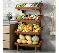 Display Racks Retail Display Grid Panel Free Standing Display Racks Mobile Storage Racks Supermarket Racks，Wooden Fruit and Vegetable Storage Basket with Guardrail Commercial Retail Rack Dis