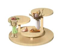 Display Riser Stand Wood, Countertop Organizer, 3 Tier Step Stands 12 Inches with Sturdy Frame, Multi-Purpose Accessory, Jewelry Aid with Easy Setup, Supplies for Cosmetics Dolls Cupcakes Home Decors