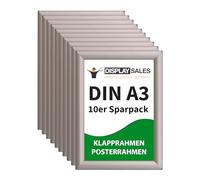 DISPLAY SALES A3 Snap Frames Pack of 10 pieces | A3 Clip Frame | 25 mm Profile | Poster Frame in silver | Poster Frame I Snap Frames I Picture Frames | Clip picture frames