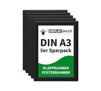 DISPLAY SALES A3 Snap Frames Pack of 5 pieces | A3 Clip Frame | 25 mm Profile | Poster Frame in black | Poster Frame I Snap Frames A3 I Picture Frames