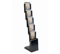 DISPLAY SALES A4 brochure holder 5 x DIN A4 Foldable in black | Leaflet display stands | Leaflet holder Aluminium and black sheet steel | brochure stand incl. Nylon Carry Bag