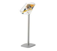 DISPLAY SALES A4 Brochure Holder with Acrylic Shelf | Silver Aluminium Floor Display Stand | Stable A4 Leaflet Holder for Magazines, Brochures or Flyers | Freestanding Sign Holder in Portrait Format