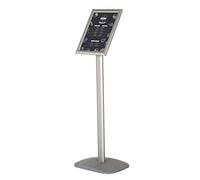 DISPLAY SALES A4 Sign Holder Premium Silver | Display Stand with Weighted Aluminium Base Plate | Snap Frame Poster Holder for A4 Inserts | Floor Standing Menu, Information and Welcome Sign Stand