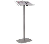 Display Sales A4 Sign Stand with 2X A4 Folder and File Mechanism | Clear Acrylic Tray and Stable Metal Base | Floor Standing Menu Holder, Catalogue Display and Information Folder Stand