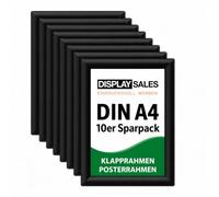 DISPLAY SALES A4 Snap Frames Pack of 10 | 25 mm Black Aluminium Clip Frames | Front Opening Poster Frames | Wall Mounted Display Frames for Office, Shop, Restaurant or Exhibition Use