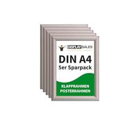 DISPLAY SALES A4 Snap Frames Pack of 5 pieces | A4 Clip Frame | 25 mm Profile | Poster Frame in Silver | Poster Frame I Snap Frames A4 I Picture Frames