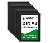 DISPLAY SALES Folding Frame DIN A3 | Pack of 10 | 25 mm Black Profile Poster & Picture Frame | Removable Budget Economy Pack