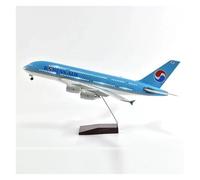 Display scale aircraft 45.5cm 1/160 For A380 Korean International Airline Aircraft Die-Cast Resin Airplane Model Suitable for gift giving(With LED)