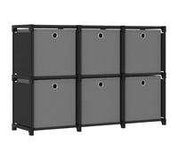 vidaXL 6-Cube Display Shelf with Boxes Black Fabric Storage Organiser Unit