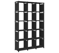 vidaXL 15-Cube Display Shelf with Boxes Black Fabric Storage Organiser Unit