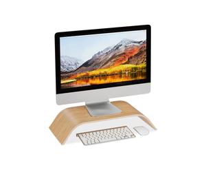 Display stand Bamboo Monitor Riser Natural Desktop Organizer Compact Durable