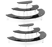 Display Stand Shelf For Pop Figure, 3 Tier Black Acrylic Cupcake Stand, Perfume Organizer Stands, 2 Pack Half Moon Dessert Stand for Display Or Collections