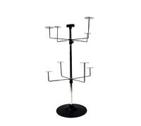 Display Stands Rotating Counter Hat, Cap, Beanie, Bowler, Beret, Wig in Chrome with Header Clip (J3)