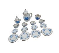 Display Tea Set in Ceramic for 1/12 Miniature, Royal blue