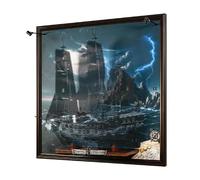 Display Wall Board for Lego Icons Captain Jack Sparrow’s Pirate Ship, Display Hanger with LED Light & Music Player, USB Powered, Showcase Your Ship Securely (Black Pearl Ship Model Not Included)