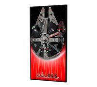 Display Wallboard Compatible with Lego 75389 Millenium Falcon, 3mm Backboard & 4 U-Shaped Holders for Building Model, Halloween and Christmas Decoration Gift Idea(Board Only) (Black & Red)