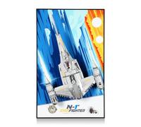 Display Wallboard Compatible with Lego Star Wars The Mandalorian's N-1 Starfighter 75442, Metal Display Wall Mount Floating Shelf, HD Printed Galactic Background, Building Block Showcase Gift for Fans